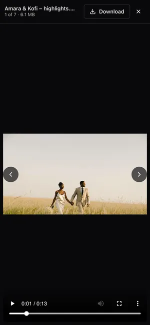 A film playing on a phone from a delivery link, with the studio's name above it.